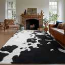 Cowhide Rug Area Rugs for Living Room, 8x10 Cow Print Rug Machine Washable for Bedroom Dining Room Western Home Decor Non-Slip Low Pile Indoor Floor Carpet