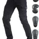 Motorcycle Pants, Versatile Durable Motorcycle Jeans for Men & Women Riding Pants Trousers with Kenn & Hip Armor Pads (Medium, Black)