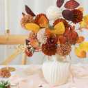 Artificial Wedding Dahlia Flowers 25 pcs Fake Roses with Stem for DIY Wedding Decor Centerpieces Arrangements Bouquets (Shades of Burnt Orange)