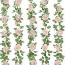 ZIFTY 5Pcs 32.5FT Pink Flower Garland Fake Rose Vines for Tea Party Mother's Day Decorations Faux Artificial Floral Garland Hanging Rose Ivy for Baby Shower Wedding Arch Ceremony Outdoor Wall Decor