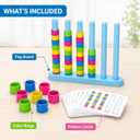 Color Stack Challenge Game-Fast-Paced Color Match Stacking Board Game Quick Thinking Head-to-Head Party Game for Family Game Night Travel-Friendly Competition Set for 2-4 Players