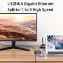 LIEZHUA Upgrade Ethernet Splitter 1 to 3 High Speed 1000Mbps, LAN with USB Power Cable, RJ45 for Cat5/5e/6/7/8 Cable Gigabit Internet [3 Devices Simultaneously Networking]