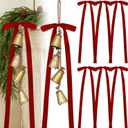 2 Pcs Christmas Cow Bells with 8 Pcs Red Velvet Christmas Bows Vintage Gold Bell Decorations with Hanging Rope Velvet Ribbon for Xmas Tree Wall Home Wreath Garland Staircase Indoor Outdoor