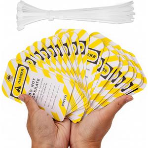 Lockout Tagout Tags (30-Pack) - 0.03" Thick PVC Loto Safety Tags,Danger Do Not Operate Rewritable Labels with Brass Grommet & 30 Ties for Industrial Equipment Repair (BD-P01Y-30PCS)