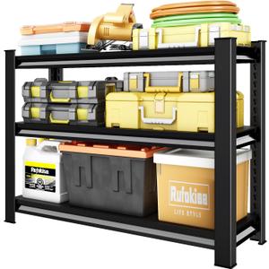 Rufokisa 40" W Garage Shelving Heavy Duty1500LBS Loads Adjustable Garage Storage Shelves,3-Tier Metal Storage Racks and Shelving Units, Utility Rack Shelves,40W x 18D x 36H,Black