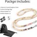2 x Eyeglass Chains for Women Sunglasses Strap Wooden Bead Chain Natural Stone Beaded Mask Lanyard Chain (Pink Zebra Stone)