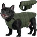 Kuoser Dog Puffer Jacket Warm Dog Coat for Extra Small Dogs, Windproof Reflective Pet Padded Vest Cold Weather Clothes Puppy Snowsuit with Hook & Loop Coats, Easy On/Off, Green XS
