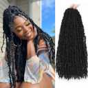 ZRQ 6 Packs Butterfly Locs Crochet Hair 20 Inch Black Distressed Faux Locs Hair Extensions Pre-looped Crochet Braids Synthetic Soft Locs For Women 1B#