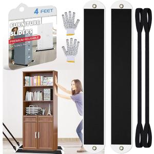2 Set Large Furniture Sliders with Pull Strap,Appliance Moving Sliders,Heavy Duty Furniture Movers Sliders,Furniture Pull Sliders for Carpet and Hardwood Floors 4 feet
