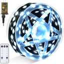 Joiedomi 600 LED Christmas Lights Outdoor,198 FT Cool White Christmas Tree Lights with 8 Modes Timer, PVC Green Wire String Lights with Reel for Indoor Outdoor Holiday Xmas Eve Night Decorations