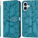 Wallet Case for Apple iPhone 16 6.1", Short Strap Leather Case for Apple iPhone 16,Folio Cover for iPhone 16 2024 Flip Case with Card Holder - Turquoise