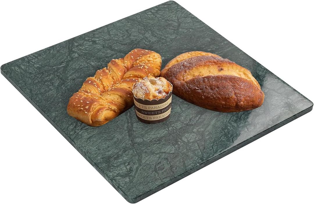 Diflart Marble Cutting Board for Kitchen, 16x16 Inch, Green, Non-Slip Feets