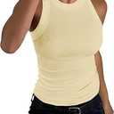 Women Sleeveless Tank Tops Summer Basic Casual Shirt Slim Knit Ribbed Racerback Blouses,L
