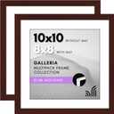 Americanflat 10x10 Picture Frame with Polished Plexiglass - Set of 2 - Use as 8x8 Frame with Mat or 10x10 Frame Without Mat - Galleria Collection - Gallery Frames for Tabletop and Wall - Mahogany