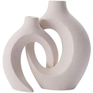 2 Pcs Ceramic Flower Vase Light Luxury Flower Arrangement Sculpture Bedroom Office Tabletop Vase Flower Art Decor