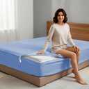 Zipper Fitted Sheet - Includes 1 Fitted Sheet Base & 2 Zip-On Sheets - Upto 16 in. Deep Pockets King Size Zipper Fitted Sheet - Easy to Change, Sateen Cotton 600 TC Fitted Sheet - Sky Blue