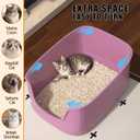 Gefryco Large Cat Litter Box with High Sided 24.6"x18.3"x12.2" - Jumbo Extra Large Open Anti - Splashing High Wall for Multiple Cats (Pink)