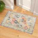 Vintage Rugs for Entryway, 2x4 Washable Low Pile Rug, Small Front Door Non-Slip Area Rug for Kitchen, Throw Rugs with Rubber Backing, Soft Boho Indoor Entrance Bedroom Entry Carpet mat (Cream/Red)