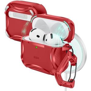 ESR for AirPods 4 Case, Compatible with AirPods 4th Generation Case (2024), Compatible with MagSafe, Powerful Drop Protection, Magnetic Lid, Cyber Series, Red
