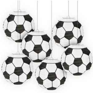 8 Inch Soccer Ball Paper Lanterns for Kids Birthday Parties, Sports Bar Decor, Copa America 2026 & World Game Theme Celebrations, Indoor Hanging Decorations (6 Pack)