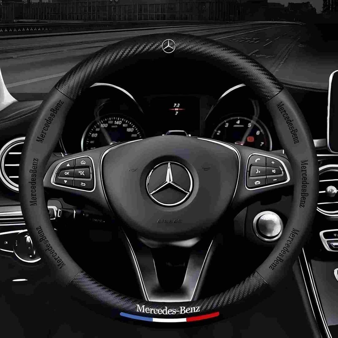 Fit Leather Steering Wheel Cover,Stylish Nappa Leather Carbon Fiber Texture Protector,Non-Slip,Universal 15inch Fit Accessories (Old-be-Cover-Black)