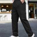 Men's Cargo Pants Stretch Sweatpants Elastic Drawstring Casual Workout Joggers Hiking Tactical Pants with 6 Pockets (Black, XXL)