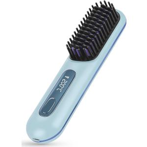 Go Brush Pro - 2025 Upgrade Portable Straightener Brush for Travel, Cordless Hair Straightener Comb for Women, Blue