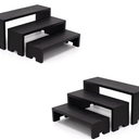 2 Set Black Display Risers Small Wooden Display Stand 6Pcs 3 Tiered Wood Racks Cupcake Stands Cologne Stands Perfume Riser for Display