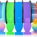 DO3D 1.75mm PLA 3D Printer Filament Bundle: Glow in Dark Green, Blue, Purple, Rainbow, One Spool Clear Multi Colored Rainbow, Each Spool 250g, Total 1.25Kg 3D Printing Filament, 250g x 4Spools PLA