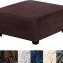 HFCNMY Ottoman Cover Square,Stretch Velvet Square Ottoman Cover Thick Ottoman Slipcover Square Washable Storage Ottoman Cover Foot Stool Cover with Elastic Bottom for Living Room Coffee, X-Large