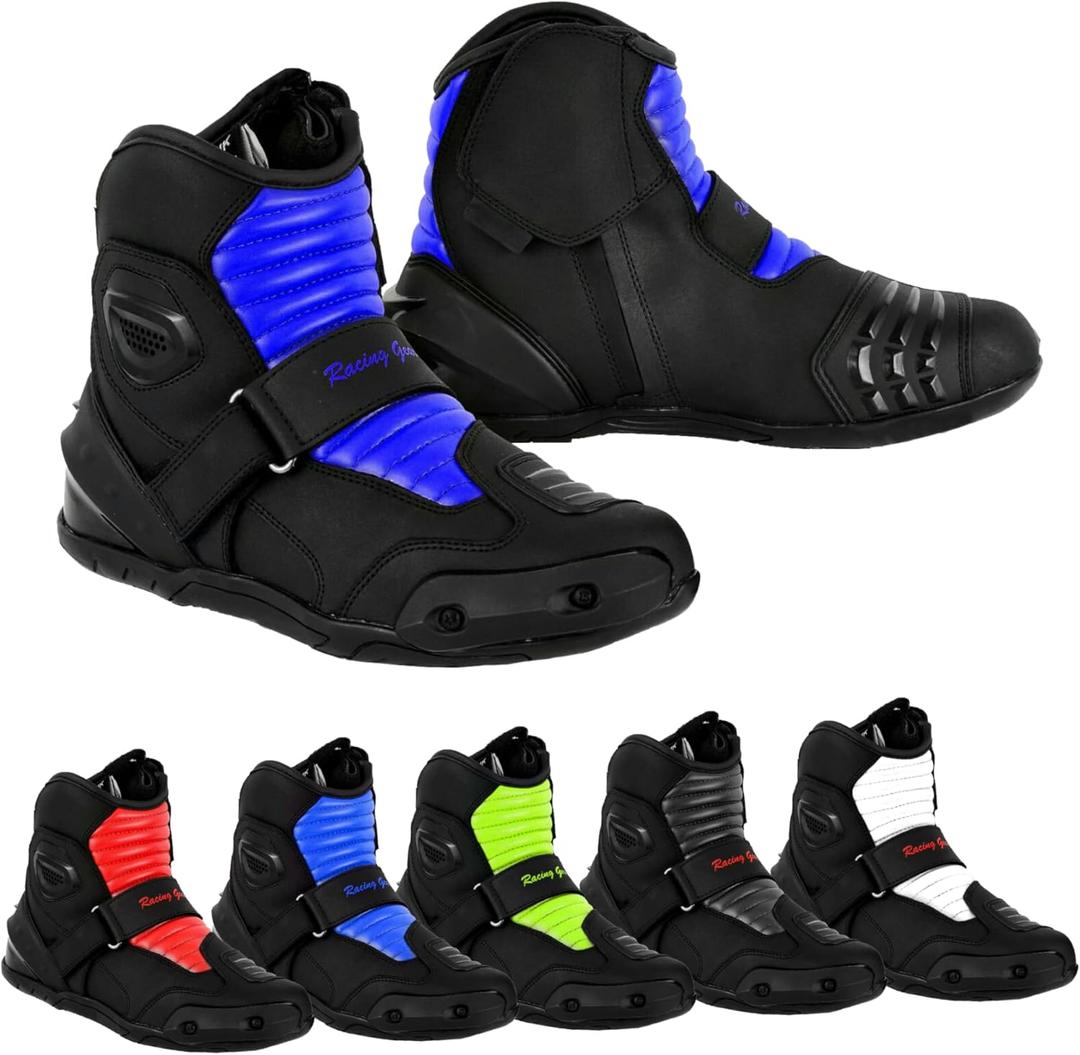 Motorbike Boots Waterproof Motorcycle Boots Men's Motorcycle Shoes (Blue, 14, US Footwear Size System, Adult, Men, Numeric, Medium, 14)