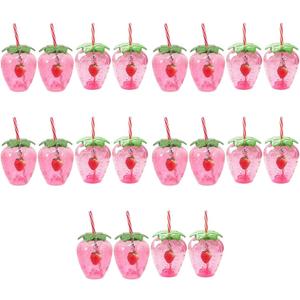 HOMSFOU 20 Pcs 17 Oz Strawberry Cup Strawberry Water Drinking Cup with Straw Strawberry Tumbler Drinking Bottles Mug for Hawaiian Summer Party