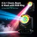 JCYW FLODY 19x15W Moving Head Light, 4in1 RGBW Zoom Beam Wash DJ Lights