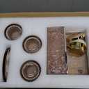 Glass Bathroom Accessories Set 5Pcs Crystal - Brown Foaming Soap Dispenser, Soap Dish, Cup, Acrylic Toothbrush Holder with Tray Organizer, Cotton Swab Jar, Bathroom Counter Set Sink Decor