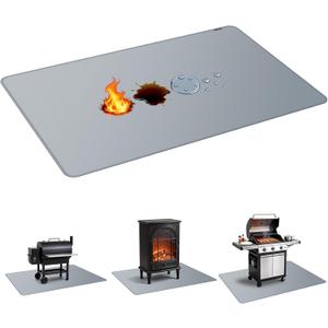PAWBOSE 65x48 Inch Under Grill Mat for Outdoor Grill, Double-Sided Fireproof BBQ Mat for Patio and Deck, Waterproof Oil-Proof Fire Pit Mat & Indoor Fireplace Protector Pad