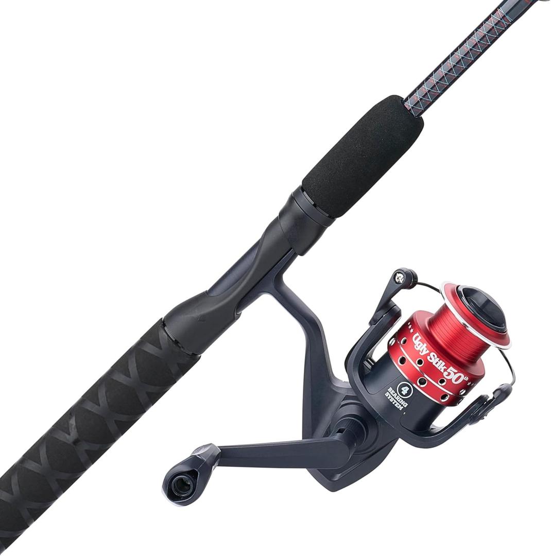 Ugly Stik 50th Anniversary Spinning Reel and Fishing Combo, 6’6”, 2-Piece, Medium Power Rod, Strong and Sensitive, Ergonomic Reel Seat, Durable Guides