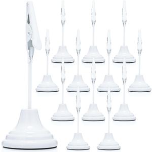 Skyygemm 12 Pcs Table Number Holders 3 Inch Place Card Holder with Alligator Clip Metal Place Card Stands Table Sign for Photos, Food Signs, Birthdays, Weddings, White 