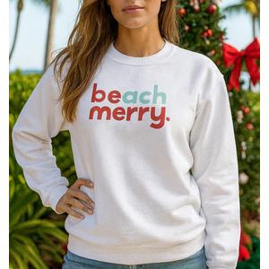Beach Merry Christmas Holiday Apparel Tropical Vacation Sweatshirt,S, White