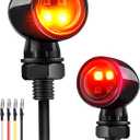 4-LED Bullet Turn Signals Mini Motorcycle Blinkers, Universal 10mm Mounting Hole, Rear Indicators Compatible with Honda, Kawasaki, Suzuki, Yamaha, Harley, Bobber, Chopper
