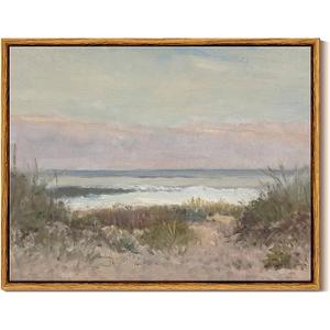 InSimSea Framed Canvas Wall Art Decor with Holder Room Decor, Classical Coastal Scenery Bathroom Pictures Wall Decorations, Farmhouse Kitchen Office Bathroom Art Wall Decor 11x14 Inch