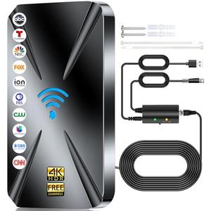 2026 Upgraded TV Antenna Indoor, 3600+ Miles Range Digital Antenna for Smart TV Indoor, HDTV Antenna for Local Channels with Amplifier, Outdoor Antenna Support 8K 4K 1080p All TVs -38FT Coax Cable