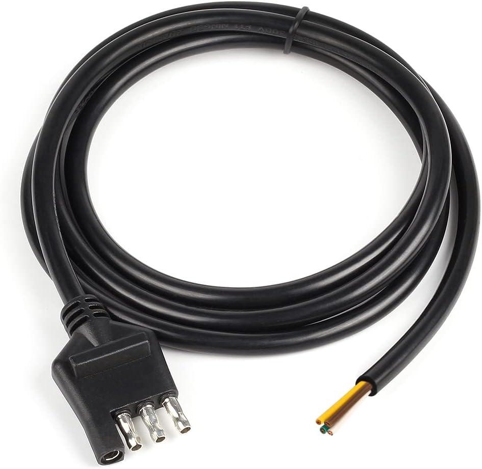4-Way Trailer Wiring Harness with 5 ft Wires 4-Pin Trailer Wiring Jacketed Cable 4 Flat Trailer Wire Extension Connector - 5 ft