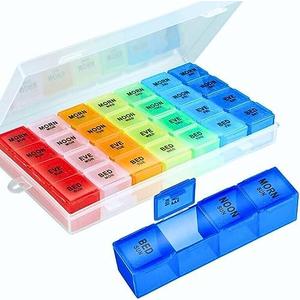 Pill Organizer 4 Times a Day,Premium Weekly Pill Case Medicine Organizer Box 7 Days 28 Compartment to Hold Vitamins Medicine Organizer Box