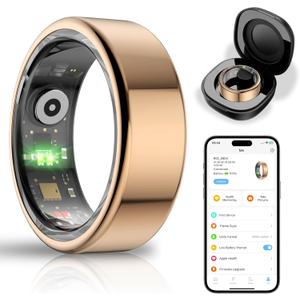 Smart Health Ring for Women Men,Fitness Tracker Smart Ring with Heart Rate,Sleep Monitor,Blood Oxygen,Steps,IP68 Waterproof Up to 5-7 Days Battery Life for iOS Android,No App Fee (Rose Gold,9)