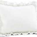 Lush Decor Ella Ruffle Lace Comforter, 2 Piece Set, Twin, Ivory - Cute Comforter - Twin Bedding Set - White Bedding - Coquette Decor - White Lace Trim - Ruffle Trim, Twin-xl