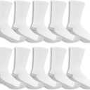 Fruit of the Loom Mens Work Gear Cushioned Crew Socks 10 Pair (6-12, White)