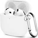 Premium Protective Case for AirPods 4th Generation - Stylish & Durable AirPods Case with Keychain for Air Pod & AirPods AccessoriesWhite