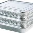 Aluminum Pans With Lids 9x13 [10 Sets] Aluminum Foil Pans Trays With Lids - Half Size Tin Foil Disposable Pans For Baking, Cake Serving Dishes, Roasting, Heating, Serving & Lining Steam-Table Trays