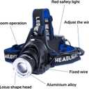 Rechargeable LED headlamp, 1000 lumens - Super Bright and Lightweight, Comfortable fit, 3 Modes, 90 Adjustable, Water Resistant headlamp for Camping, Running and Fishing