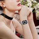 Beaded Bracelet Compatible with Apple Watch Band 41mm 40mm 38mm 42(Series10) Women, Stainless Steel Gold & Silver Beads, Cute Handmade Elastic Stretch Strap for iWatch Series SE 10 9 8 7 6 5 4 3 2 1